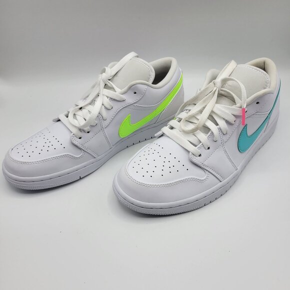 Nike Air Jordan 1 Retro Low Men Size 10 CW7033-100 Swoosh Shoes Whit Multicolor - Picture 14 of 14